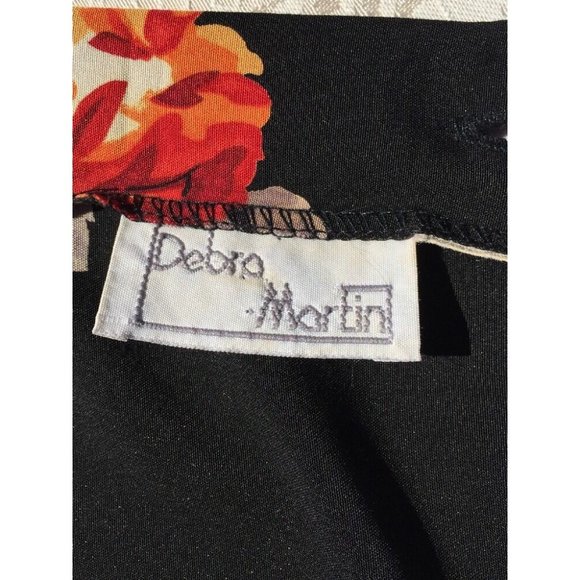 Debra Martin Black dress with peach flowers  & swag tie front Size 14 - Picture 2 of 12